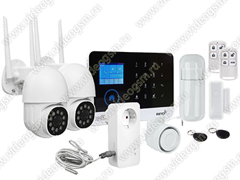 Комплект GSM сигнализация Страж Око и две камеры HDcom 9826-ASW5 и умная Wi-Fi розетка Страж W130-TUYA-Lux